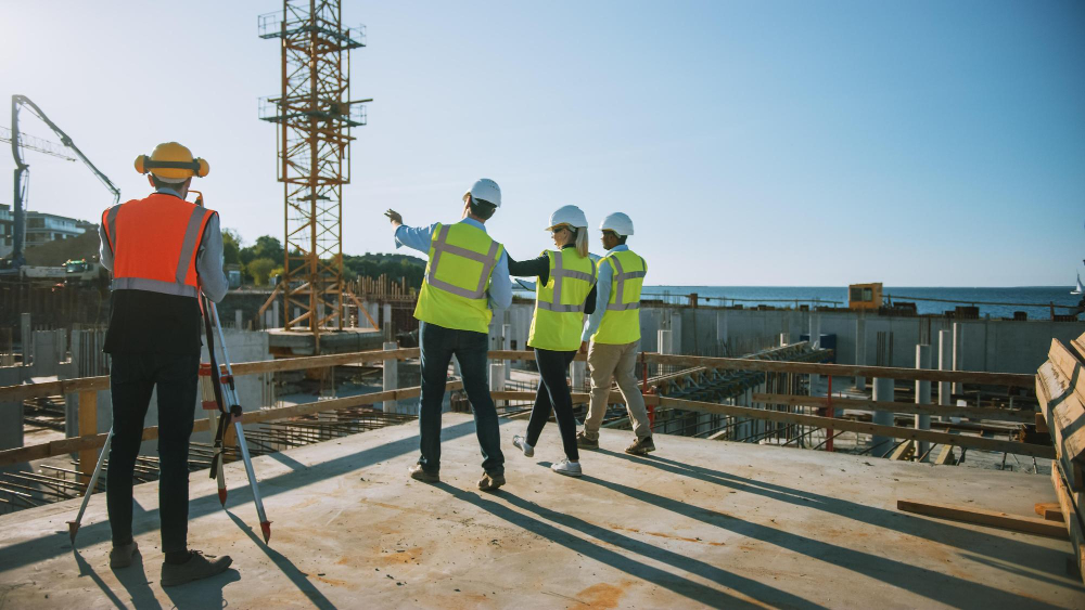 Construction wrokers on rooftop